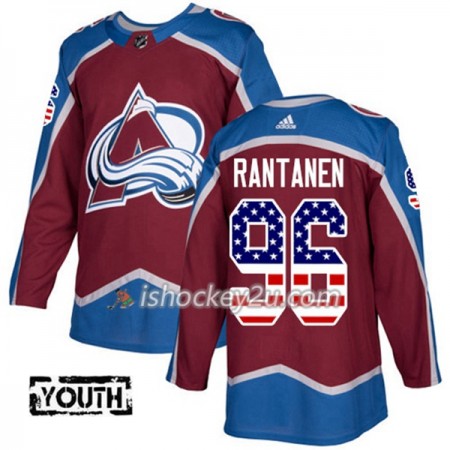 Børn NHL Colorado Avalanche Trøje Mikko Rantanen 96 Adidas 2017-2018 Vinrød USA Flag Fashion Authentic